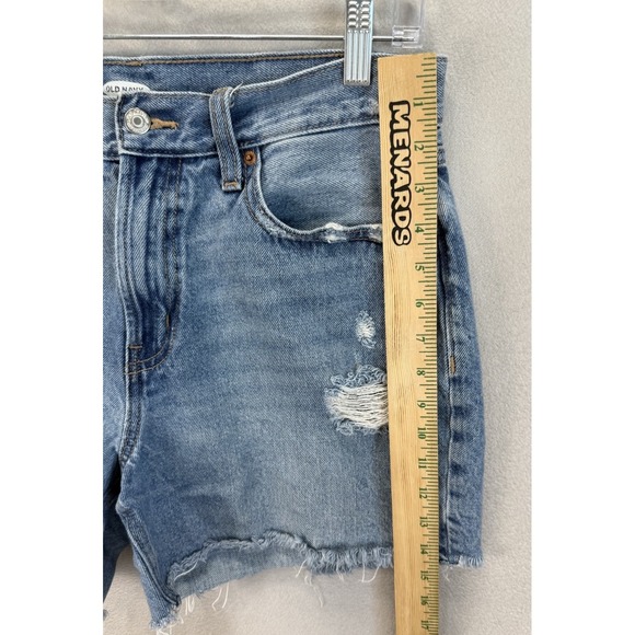 Old Navy Women's Sz 8 Cut Off High-Rise Distressed 100% Cotton Blue Denim Shorts - Picture 4 of 9